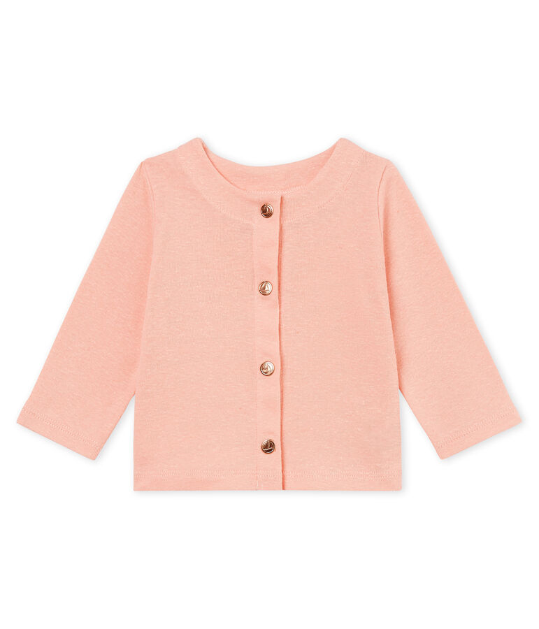 Baby girls' cotton/linen cardigan pink