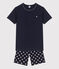 Boys' Starry Cotton Short Pyjamas SMOKING blue/MARSHMALLOW white