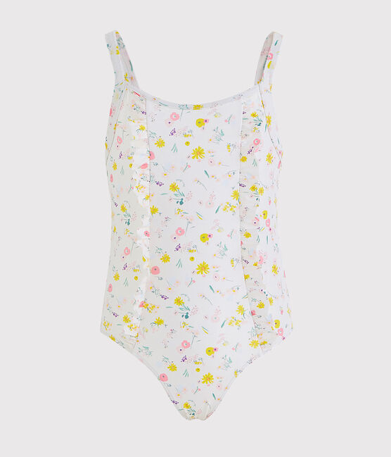 Girl's Eco-Friendly Swimsuit MARSHMALLOW white/MULTICO white