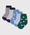 5 pairs of babies' cotton socks printed with stars and stripes multicolor