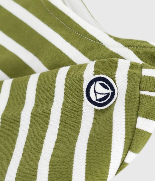 Children's cotton Breton top green/ecru