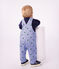 Babies' dungarees in serge with long legs and a heart print purple/multicolor