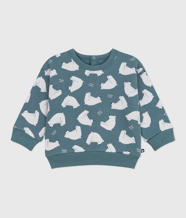 Babies' owl-print cotton sweatshirt grey/multicolor