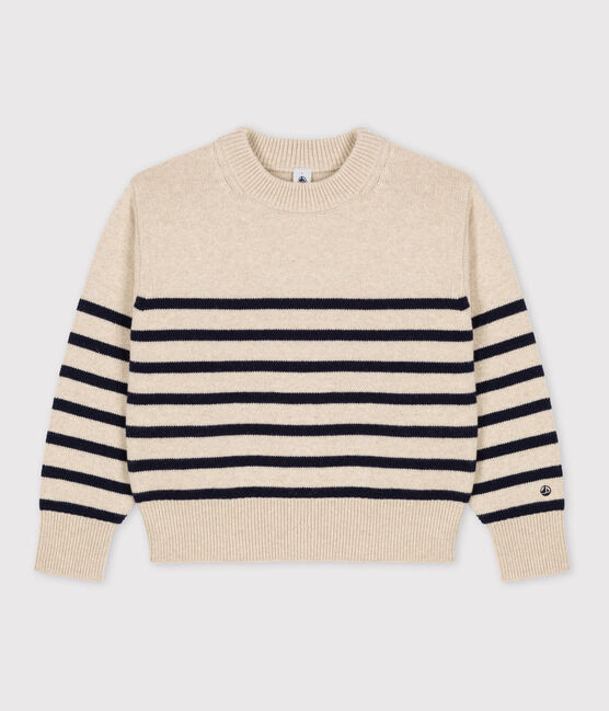 Women's' Woollen Breton Pullover AVALANCHE white/SMOKING blue