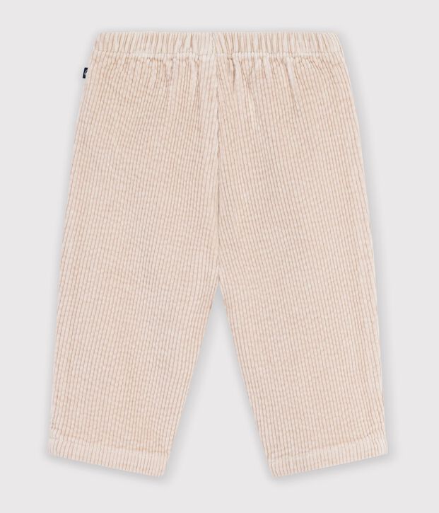 Babies' plain corduroy trousers Ecru