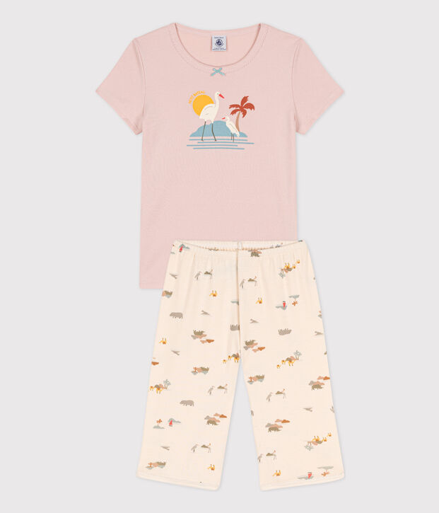 Girls' Animal Themed Short Cotton Pyjamas pink/multicolor