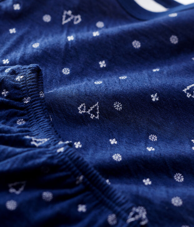Unisex Snowflake Wool/Cotton Jacquard Pyjamas blue/white