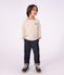 Children's long-sleeved stripy T-shirt beige/ecru/beige