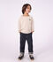 Children's long-sleeved stripy T-shirt beige/ecru/beige