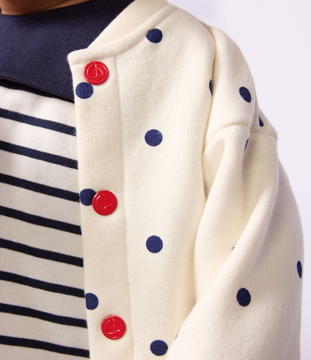 Babies' cotton varsity-style jacket with a spotted print blue/blue
