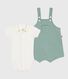 Newborn babies' set with dungarees and a body embroidered in plain cotton