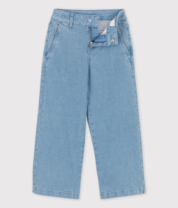 Girls' Organic Light Denim Flared Trousers blue