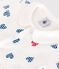 Babies' short stripy cotton jumpsuit with heart collar MARSHMALLOW white/MULTICO white