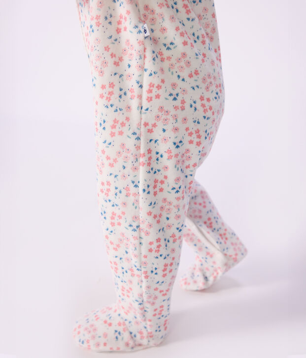 Babies' floral-print velour pyjama suit white/multicolor