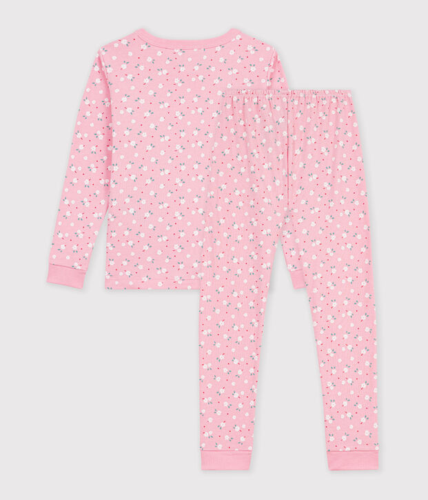 Children's snug-fitting printed cotton pyjamas pink/multicolor