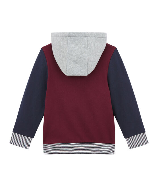 Boy's zipped sweatshirt in cotton sweatshirt and sherpa OGRE red/MULTICO white