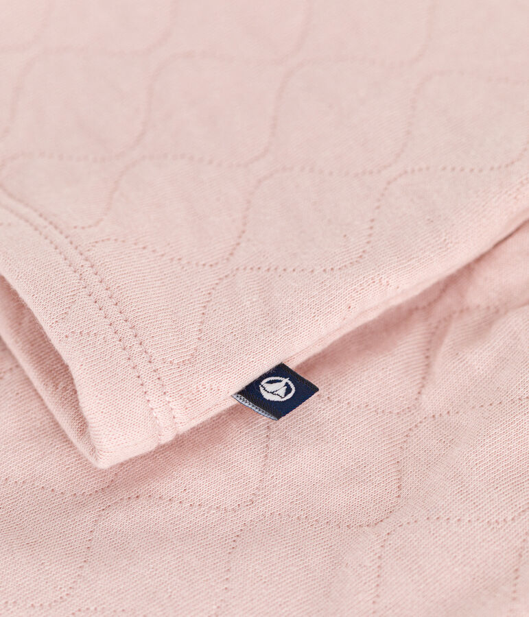 Babies' two-piece set in quilted tube knit pink