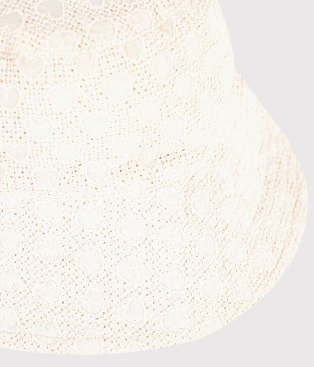Children's wide brimmed floppy sun hat in poplin and broderie anglaise white