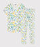 Girls' Watercolour Flowers Cotton Pyjamas MARSHMALLOW white/MULTICO white