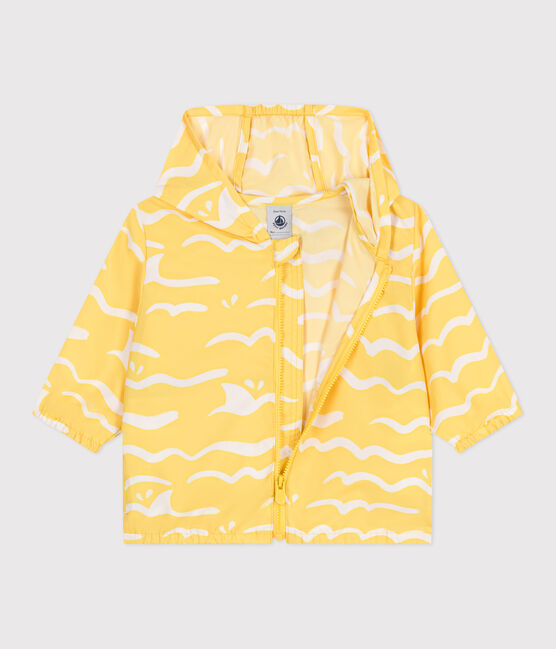Babies' shark print UV protection polyester windbreaker ORGE yellow/MARSHMALLOW white