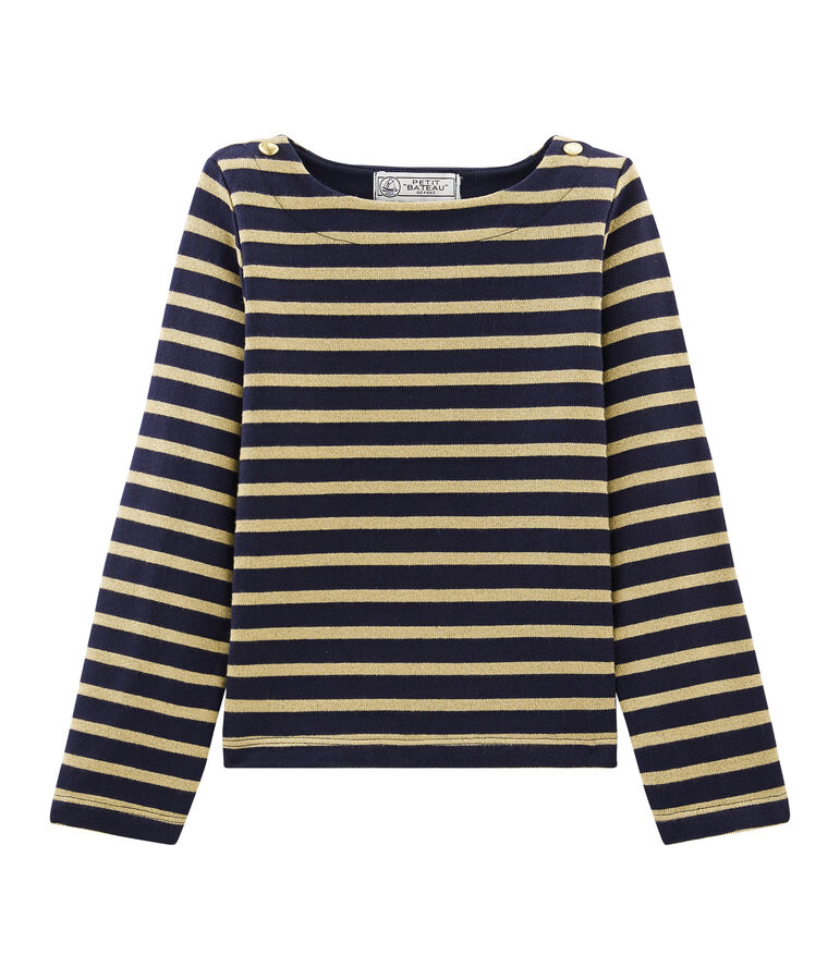 Girl's Long-sleeved Sailor Top blue/brown