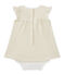 Baby girls' striped bodysuit dress MARSHMALLOW white/DORE yellow