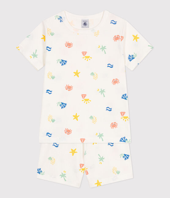 Children's printed cotton pyjamas MARSHMALLOW white/MULTICO white