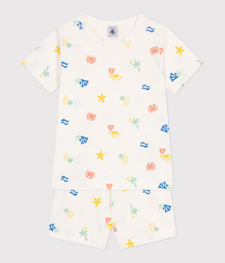Children's printed cotton pyjamas white/multicolor