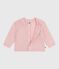 Babies' plain wool and cotton knit cardigan JOLI pink