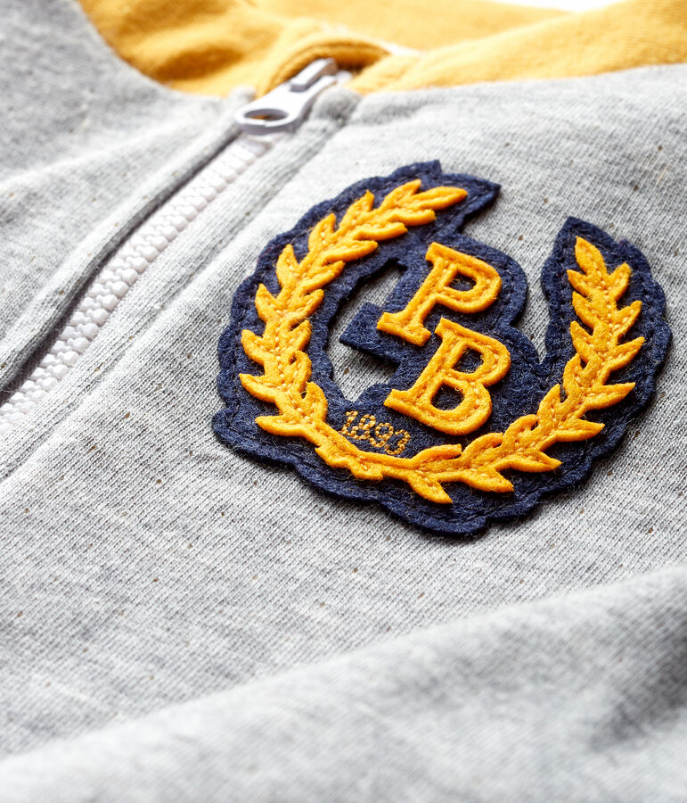 Baby Boys' Zip-Up Tube Knit Cardigan grey/yellow