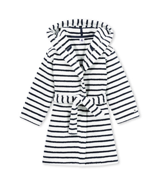 Children's Terry Bathrobe LAIT white/MEDIEVAL blue