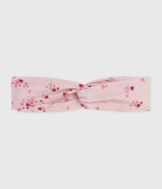 Babies' hairband in floral-print poplin JOLI pink/MULTICO white