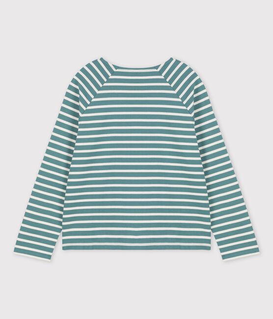 Women's Buttoned Breton Cotton Top BRUT green/AVALANCHE white