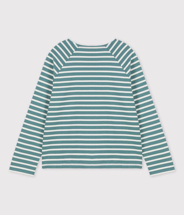 Women's Buttoned Breton Cotton Top green/ecru