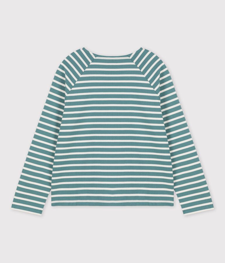 Women's Buttoned Breton Cotton Top green/ecru