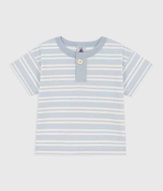 Babies' Short-Sleeved Striped Jersey T-Shirt GOMME /MARSHMALLOW