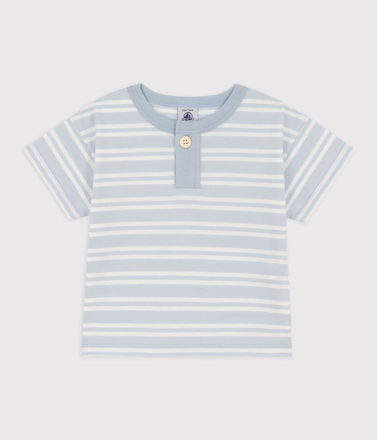 Babies' Short-Sleeved Striped Jersey T-Shirt blue/white