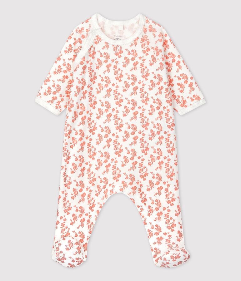 Babies' Organic Cotton Sleepsuit white/pink