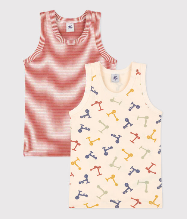 Children's Scooter Design Cotton Vests - 2-Pack multicolor