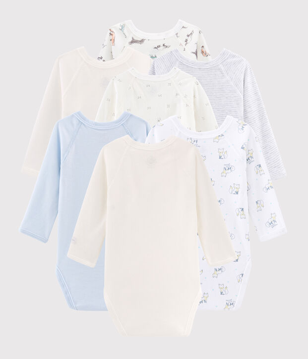 Surprise set of 7 long-sleeved baby bodysuits multicolor