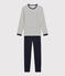 Unisex Rib Knit Pyjamas with Sailor Stripes MARSHMALLOW white/SMOKING blue