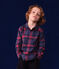 Boys' checked cotton flannel shirt SMOKING blue/MULTICO white