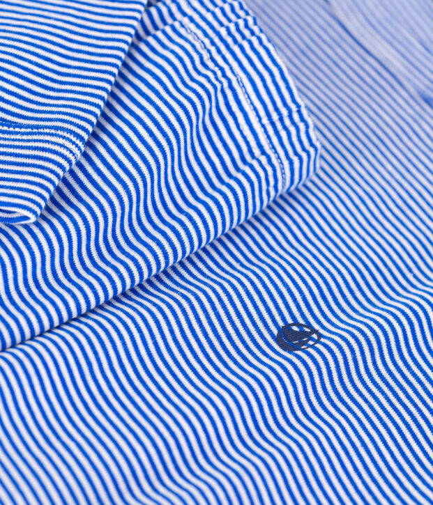 Children's stripy cotton pyjamas blue/white