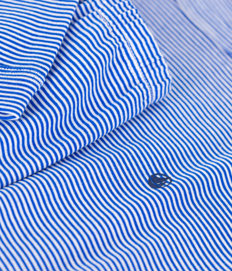 Children's stripy cotton pyjamas PERSE blue/MARSHMALLOW white