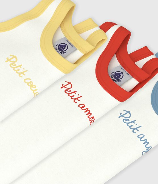Pack of babies' plain sleeveless cotton bodies variante 1