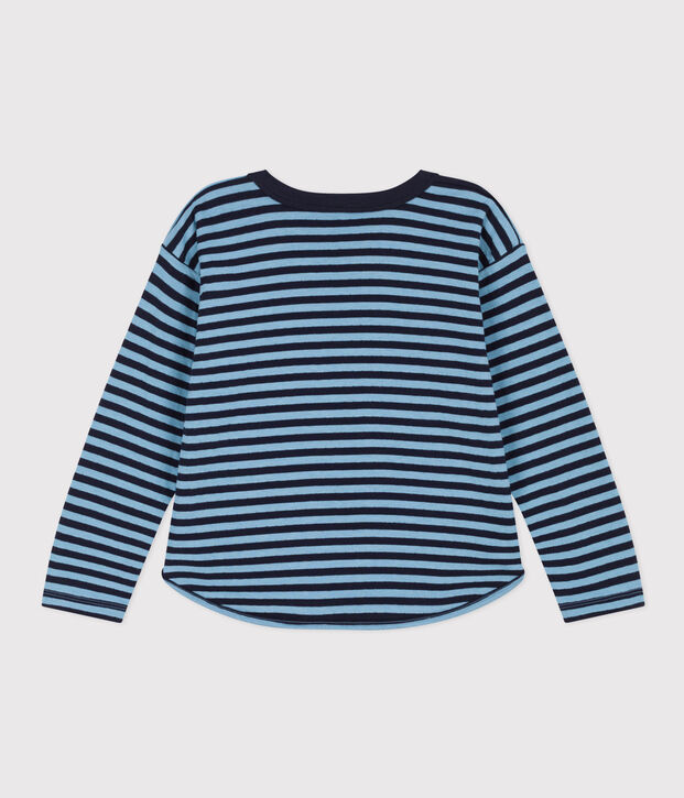 Boys' long-sleeved tube knit T-shirt blue/blue
