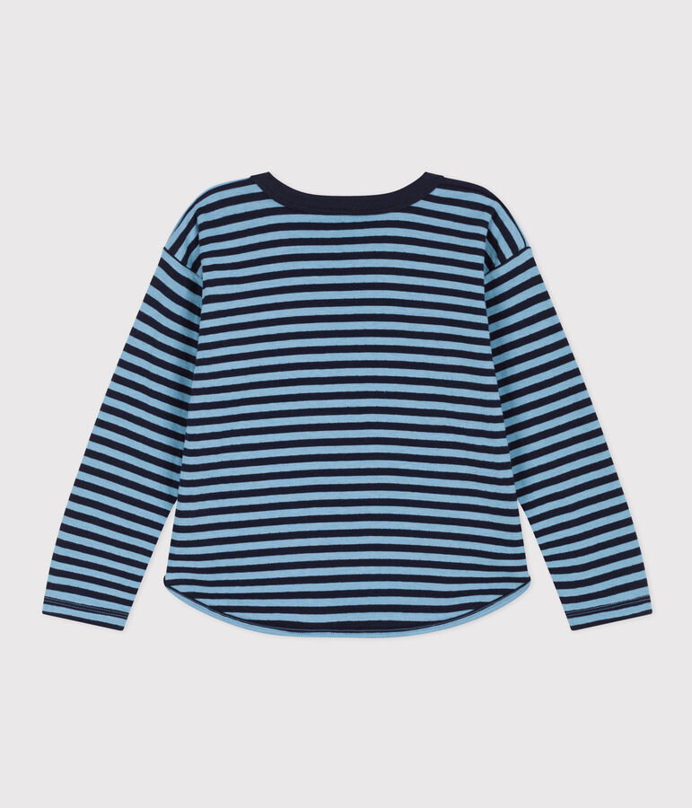 Boys' long-sleeved tube knit T-shirt blue/blue