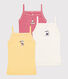 Girls' Petit Bateau X Snoopy Cotton Strappy Vests - 3-Pack