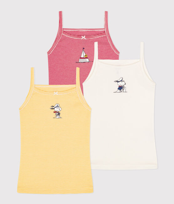 Girls' Petit Bateau X Snoopy Cotton Strappy Vests - 3-Pack variante 1
