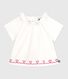 Babies' short-sleeved cotton poplin blouse with embroidered hearts